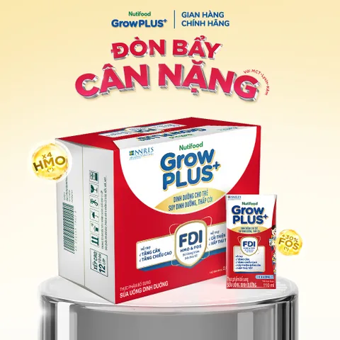 Combo 2 Thùng SBPS Nutifood GrowPLUS+ ít đường Suy Dinh Dưỡng 180ml - Tăng Cân, Tăng Chiều Cao