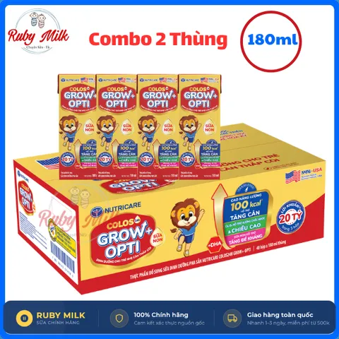 [Combo 2 Thùng] Sữa Pha Sẵn Nutricare Colos 24h Grow Plus phát triển toàn diện 180ml (48 hộp/Thùng)