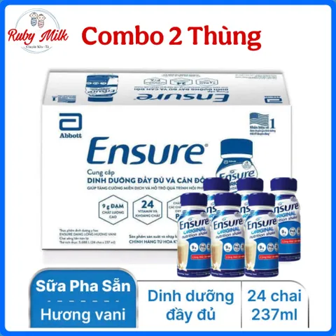Combo 2 thùng Sữa Pha Sẵn Ensure Original 237ml Vani