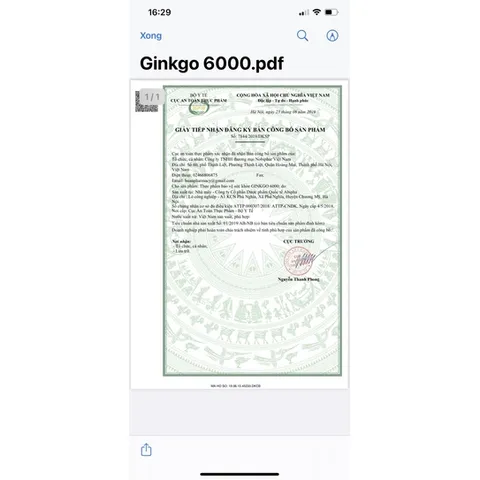 Bổ não GINKGO tăng cường trí nhớ GINKGO BILOBA 6000 lọ 30 viên - Hoạt huyết, tăng cường lưu thông máu não