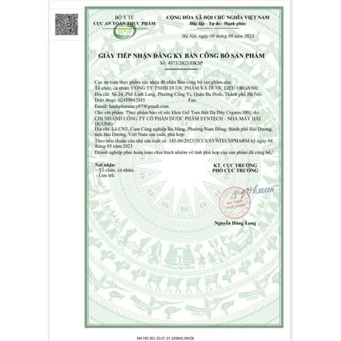 GEL TAM THẤT DẠ DÀY organic100 hộp 20gói x 10ml - Hỗ trợ giảm acid dịch vị dạ dày, giảm ợ hơi ợ chua do viêm dạ dày