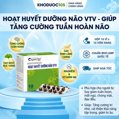 HOẠT HUYẾT DƯỠNG NÃO VTV hộp 100 viên (Bổ não, cải thiện trí nhớ - tăng cường trí nhớ)