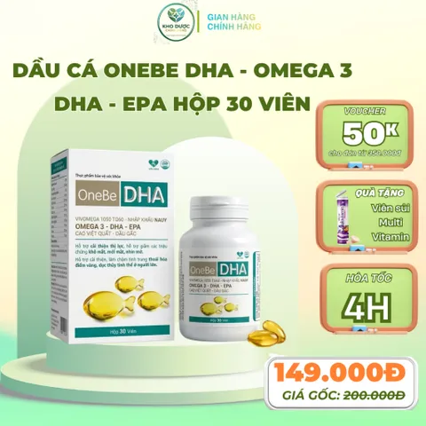 DẦU CÁ OneBe DHA - OMEGA 3 - DHA - EPA hộp 30 viên - Hỗ trợ cải thiện thị lực, làm chậm quá trình thoái hoá điểm vàng