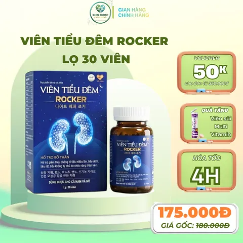 VIÊN TIỂU ĐÊM Rocker lọ 30 viên - Giảm triệu chứng tiểu đêm, tiểu nhiều lần, tiểu rắt, tiểu không tự chủ do thận kém