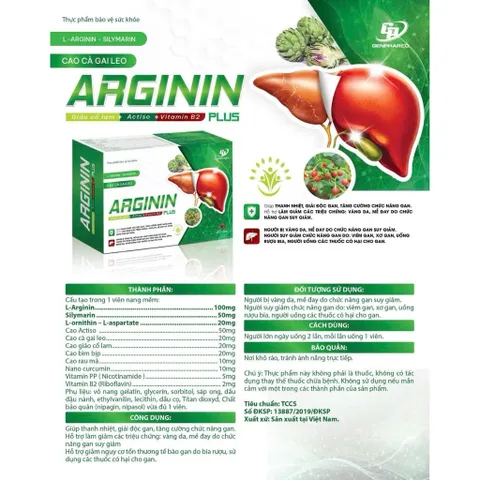 Bổ gan ARGININ GOLD SILYMARIN hộp 60 viên - lợi mật - tăng cường chức năng gan - giải độc gan