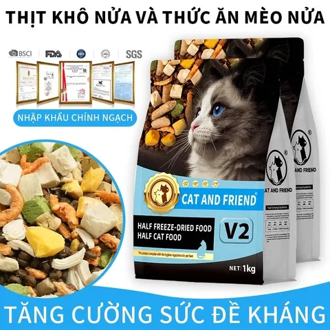 [1KG, 5KG] Thức ăn hạt Cat and friend V2 V3 V1 siêu nhiều topping giúp phục hồi toàn diện