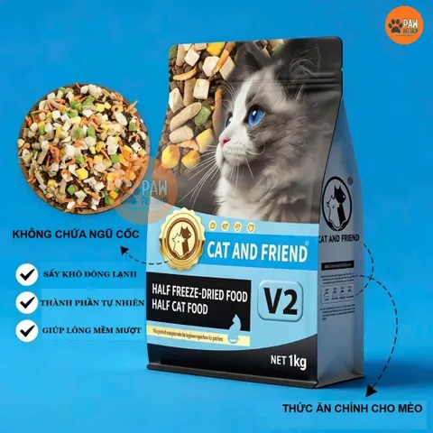 [1KG, 5KG] Thức ăn hạt Cat and friend V2 V3 V1 siêu nhiều topping giúp phục hồi toàn diện