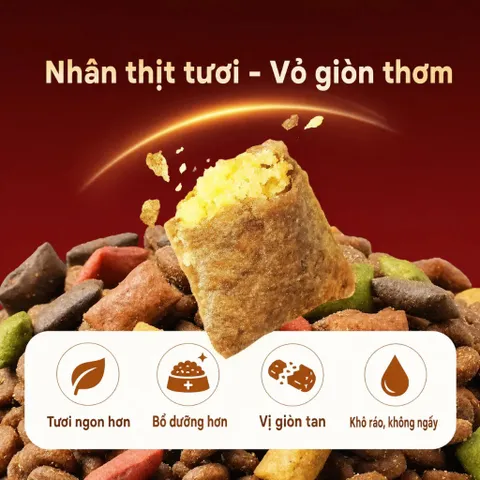 Hạt Cho Mèo cat and friend PET V1 Hạt thịt sấy siêu Mix Thịt Đông Khô Kích Thích Thèm Ăn