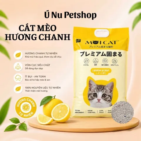 Cát Vệ Sinh Cho Mèo MOI CAT 9L – Cát Đất Sét Vón Cục Khử Mùi, Ít Bụi, Dễ Dọn – 3 Mùi Hương