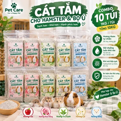 Combo 10 Túi Cát Tắm Cao Cấp Cho Hamster - Combo 10 Túi 1KG - 5 Mùi Hương, An Toàn Lành Tính