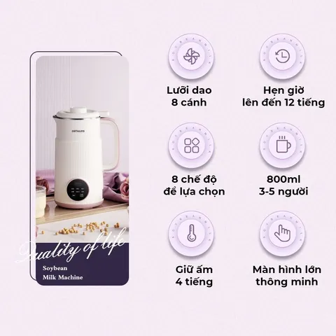 { Có Bảo Hành } Máy Làm Sữa Hạt Ostmars bản 800ml Phù Hợp Cho Gia Đình 1-2 Người Máy Có 6 Chức Năng