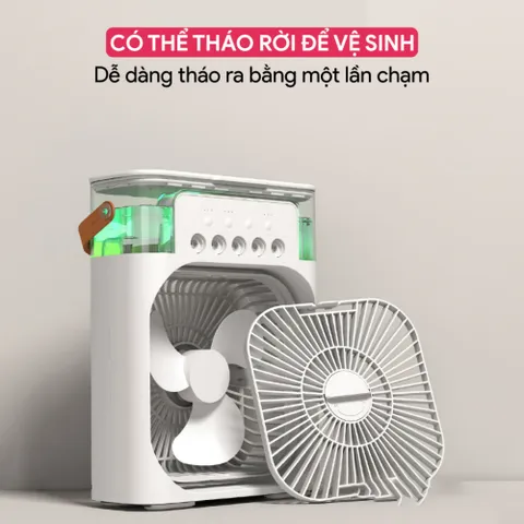 Quạt Điều Hòa Hơi Nước Mini 600ml , Quạt Phun Sương Tạo Ẩm Làm Mát Để Bàn Văn Phòng Tích Hợp Đèn Led