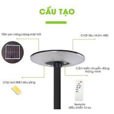 Đèn led năng lượng mặt trời UFO cao cấp 600W, 1000W, Tấm pin liền, Cảm biến chuyển động.