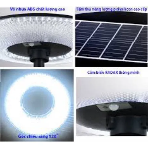 Đèn led năng lượng mặt trời UFO cao cấp 600W, 1000W, Tấm pin liền, Cảm biến chuyển động.