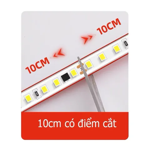 Đèn led dây dán 220V siêu sáng chống nước trang trí dán kệ tủ trưng bày hắt trần thạch cao