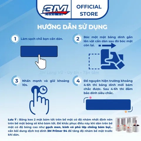 Băng keo cường lực 2 mặt 3M VHB 4910 siêu dính, chống thấm, dán các vật dụng gia đình, nhà tắm - 3M
