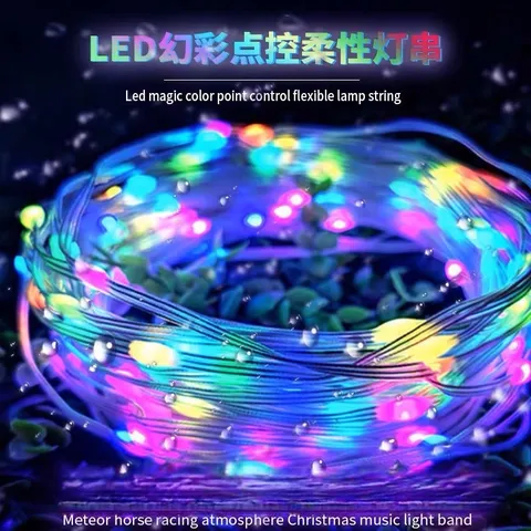 Cuộn nháy Led giọt lệ cao cấp đuổi 10M Dây đèn RGB 5V nháy theo nhạc chống nước chỉnh app điện thoại điều Khiển