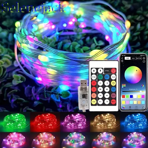 Cuộn nháy Led giọt lệ cao cấp đuổi 10M Dây đèn RGB 5V nháy theo nhạc chống nước chỉnh app điện thoại điều Khiển