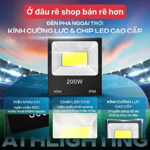 10 Đèn Pha Led 50w COB 5054 đủ công suất.