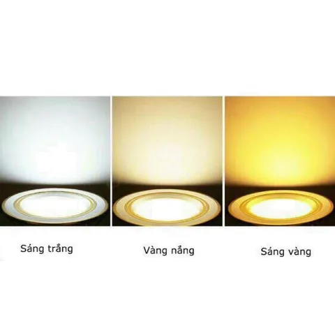 Âm trần led 7w 3 chế độ viền vàng khoét lỗ 90 cao cấp bảo hành 2 năm