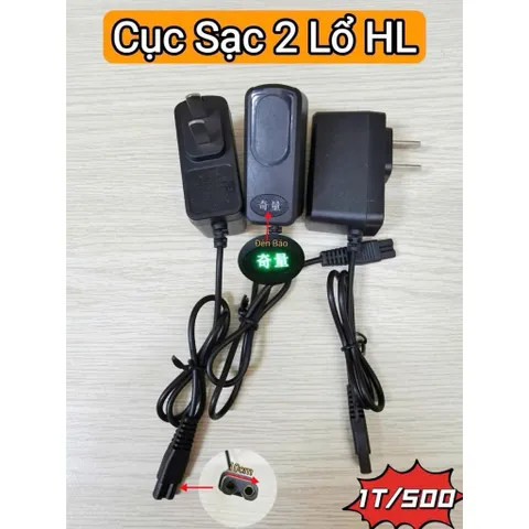 Cục sạc chân nhỏ, chân lớn, 2 lỗ dùng để sạc đèn đội đầu , đèn tích điện, đèn pin,…