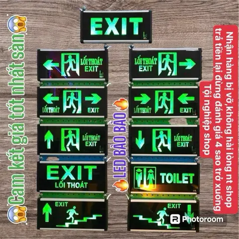 Đèn Sự Cố Khẩn Cấp Chiếu Sáng Kết Hợp Biển Chỉ Dẫn Thoát Hiểm, Toilet, Thoát Nạn Exit, Phòng Cháy Chữa Cháy