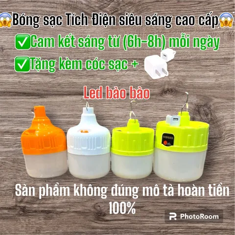 Bóng đèn led Sạc tích Điện cao cấp 150w 200w  mang đi bán hàng ,cấm trại ,khi mất điện tặng cáp sạc bảo hành 12 tháng