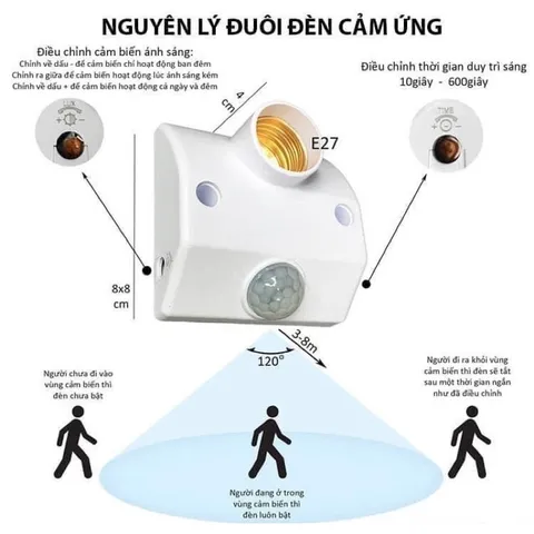 Đuôi đèn cảm ứng chuyển động thông minh, tiện lợi