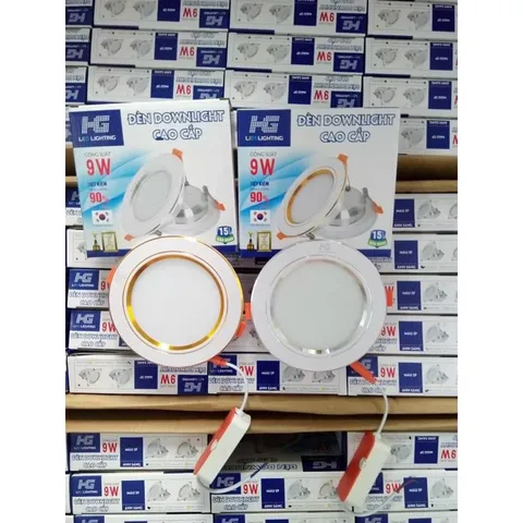 LED âm trần HG dowlight 7w,9w 1 và 3 chế độ viền vàng, bạc (kèm tăng phô)