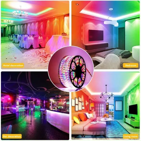 Led cuộn 5050 RGB đổi 7 màu có kèm nguồn đổi màu xài điện trực tiếp 220V