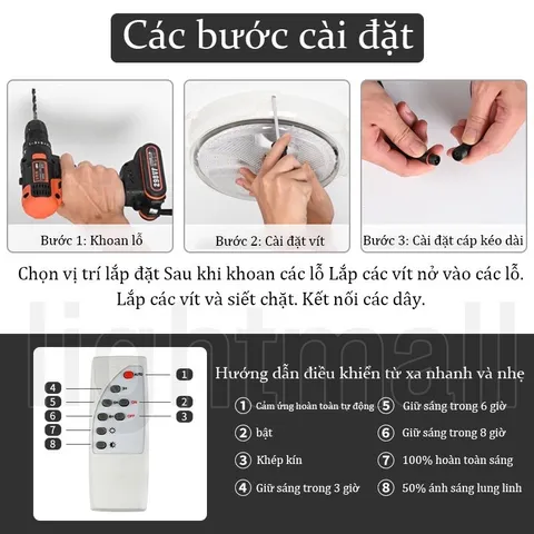 Đèn năng lượng mặt trời ốp trần 800w, 600w,300w, Chip 5730 Siêu Sáng, Hình và Video Thực Tế