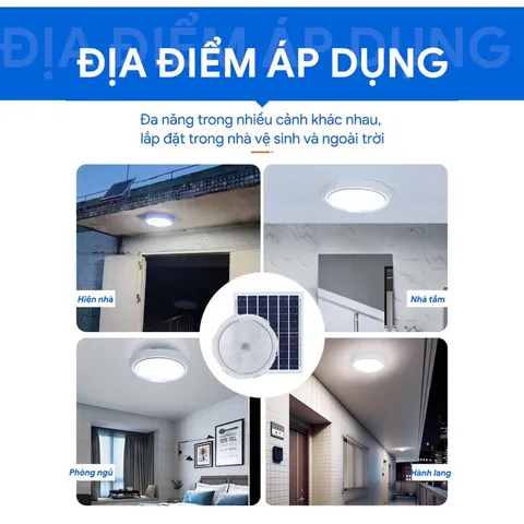 Đèn năng lượng mặt trời ốp trần 800w, 600w,300w, Chip 5730 Siêu Sáng, Hình và Video Thực Tế
