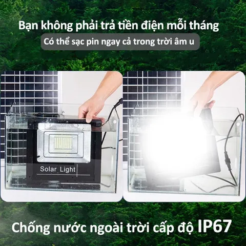 Pha led năng lượng mặt trời cao cấp siêu sáng 500w thân nhôm chiếu sáng sân vườn,nhà xưởng,bãi xe,ao hồ chống nước ip67