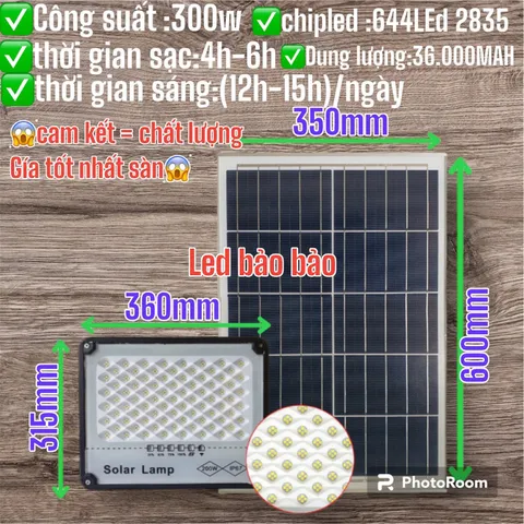 Đèn pha năng lượng mặt trời 500W vỏ nhôm