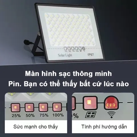 Đèn pha năng lượng mặt trời 500W vỏ nhôm