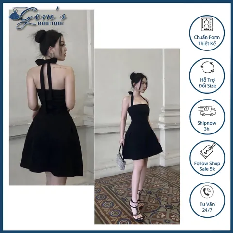 VÁY / ĐẦM CÚP NGỰC THẮT NƠ SAU GÁY QUYẾN RŨ (sẵn mút ngực)
