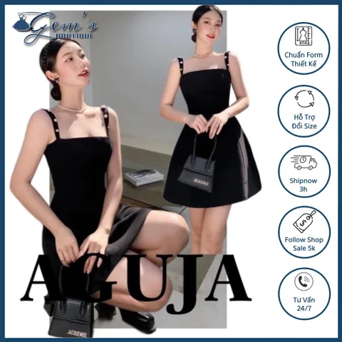 VÁY / ĐẦM 2 DÂY ĐÍNH HẠT NGỌC NHŨ SANG CHẢNH (sẵn mút ngực)