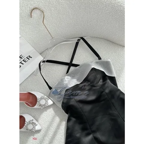 VÁY / ĐẦM CÚP NGỰC PHỐI TƠ ĐEN THẮT NƠ SAU LƯNG SEXY (sẵn mút ngực)