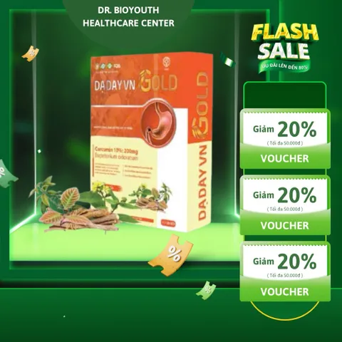 Gói uống DẠ DÀY VN GOLD Hỗ trợ giảm triệu chứng viêm loét dạ dày – tá tràng: ợ hơi, ợ chua, đau rát thượng vị