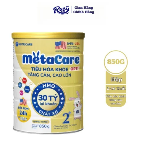 Combo 2 lon Sữa Bột METACARE OPTI 2+ 850G Tiêu Hoá Khoẻ Tăng Cân Cao Lớn Cho Bé Từ 2-10 Tuổi 850G
