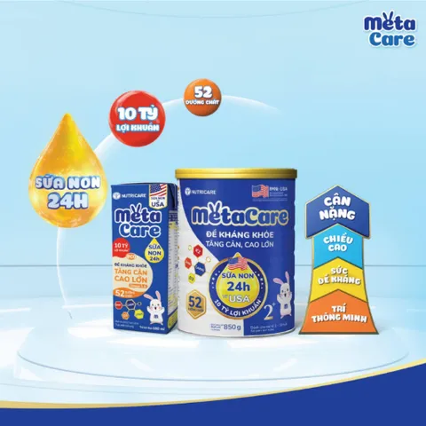 Sữa Bột Nutricare METACARE 2+ 850G Giúp Bé Tăng Cân Phát Triển Chiều Cao ( Mẫu Mới 2-3 Tuổi )