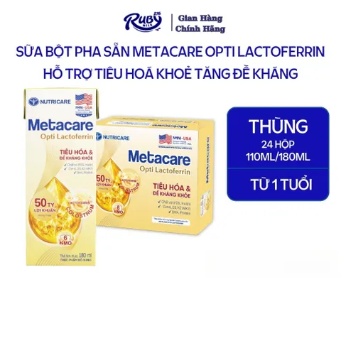 Thùng 24 Hộp Sữa Bột Pha Sẵn METACARE OPTI LACTOFERRIN Hỗ Trợ Tiêu Hoá Khoẻ 50 Tỷ Lợi Khuẩn Tăng Cường Đề Kháng Từ 1 Tuổ