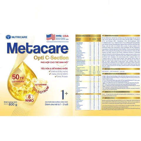 Sữa Bột Nutricare METACARE OPTI C-SECTION 1+ Hỗ Trợ Tiêu Hoá Khoẻ Tăng Cường Đề Kháng Cho Trẻ Sinh Mổ Bé Từ 1-2 Tuổi 901974