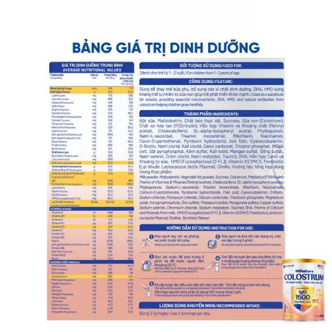 Sữa Bột METACARE COLOSTRUM Nutricare Tăng Cường Miễn Dịch Sức Đề Kháng Bé Từ 1-2 Tuổi Với Sữa Non IgG 1500+ 800G