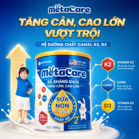 Combo 2 Lon Sữa Bột MetaCare - Bé Tăng Cân Khoẻ Mạnh, Tăng Cường Đề Kháng, Phát Triển Chiều Cao