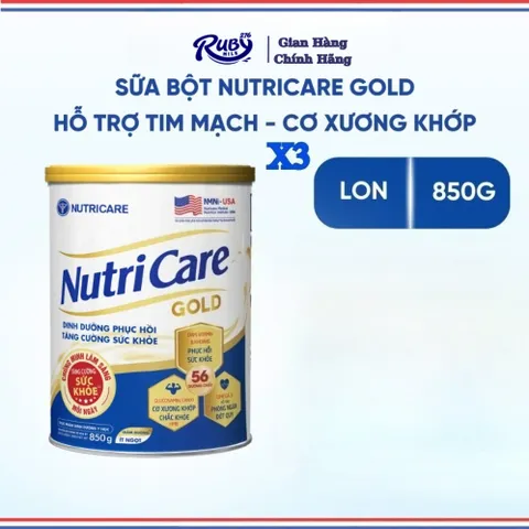 Combo 3 Lon Sữa Bột NUTRICARE GOLD Giúp Ngủ Ngon Tiêu Hoá Khoẻ Tăng Cường Chức Năng Cơ Xương Khớp Dễ Hấp Thụ và Tiêu Hoá