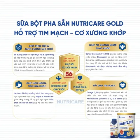 Sữa Bột Pha Sẵn NUTRICARE GOLD 200ML Giúp Ngủ Ngon Hỗ Trợ Tim Mạch Cơ Xương Khớp Dễ Hấp Thụ ( Hộp Lẻ )
