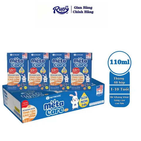 [Hỏa Tốc HCM] Thùng 48 hộp sữa bột pha sẵn Metacare Eco 110ml Nutricare cho bé đề kháng khỏe, tăng cân cao lớn