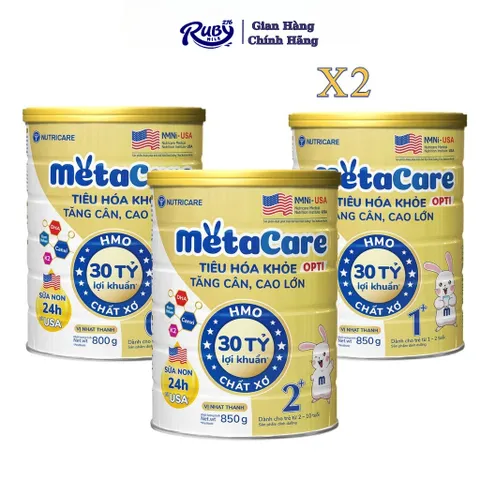 Combo 2 Lon Sữa Bột Metacare Opti 0+ 1+ 2+ 850G - Nutricare - Tiêu Hóa Khỏe Tăng Cân Cao Lớn