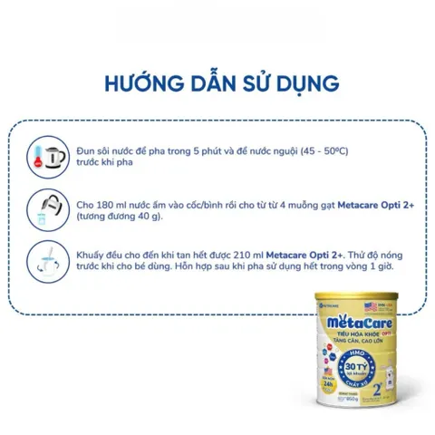 Combo 2 Lon Sữa Bột Metacare Opti 0+ 1+ 2+ 850G - Nutricare - Tiêu Hóa Khỏe Tăng Cân Cao Lớn